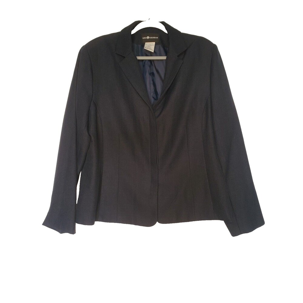 Sag Harbor Dark Blue and Black Chevron Blazer Size 18